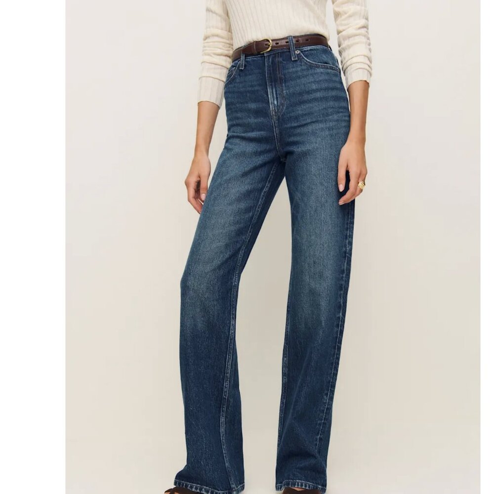 NWT Reformation Wilder Stretch High Rise Wide Leg Jeans Blue - Size 26